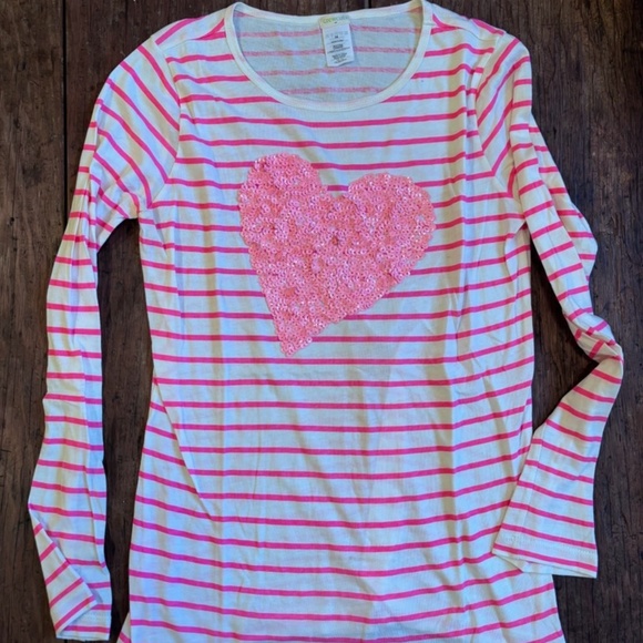 Crewcuts Striped Tee with Sequins Heart Size 14 - Picture 1 of 3